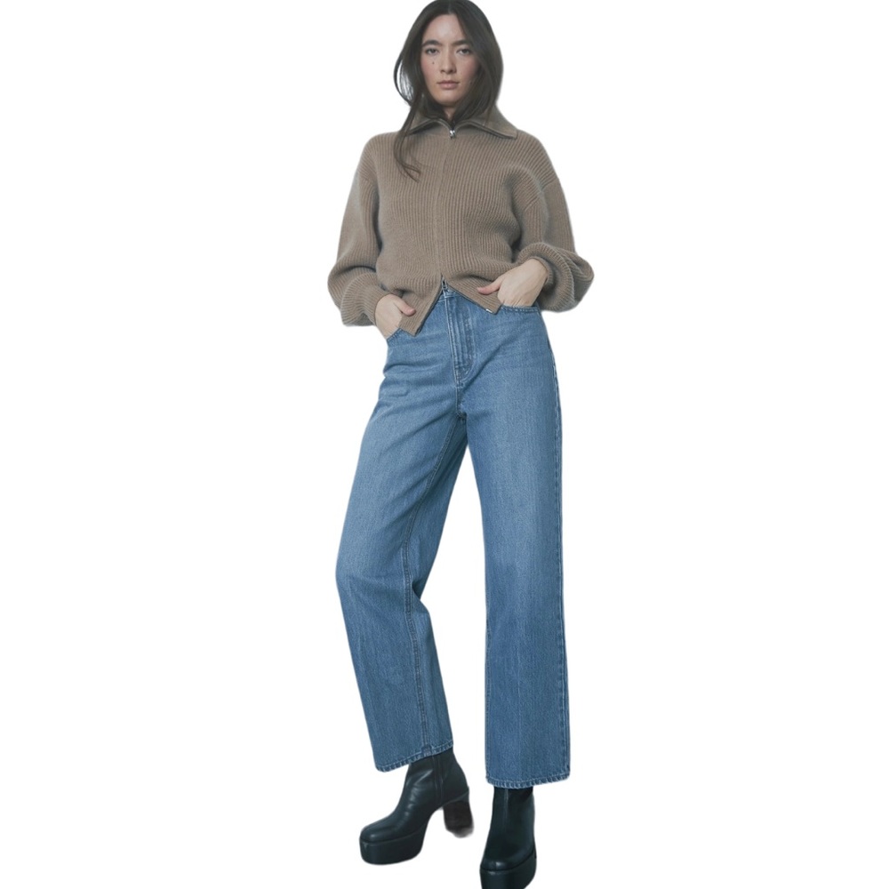 Oak+Fort 100% Organic Cotton Straight Leg Light Wash Denim Jeans S
